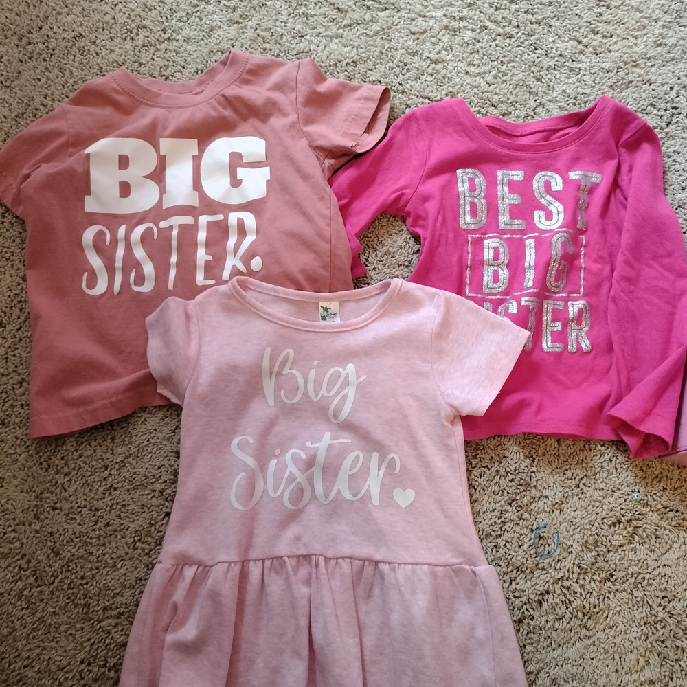 Pink and Rose 'Big Sister' Shirts Set